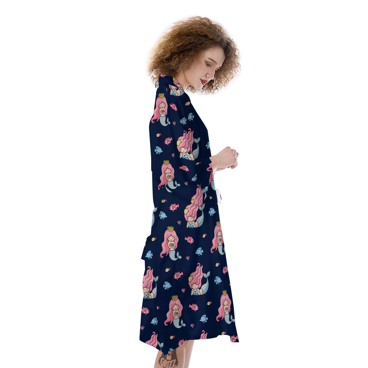 Cute Little Mermaid Print Pattern Kimono-grizzshop