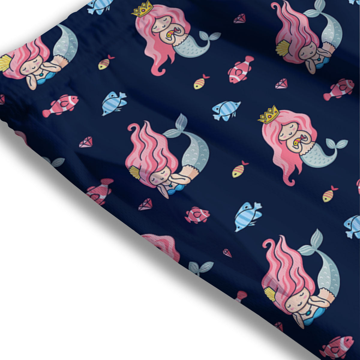 Cute Little Mermaid Print Pattern Mesh Shorts