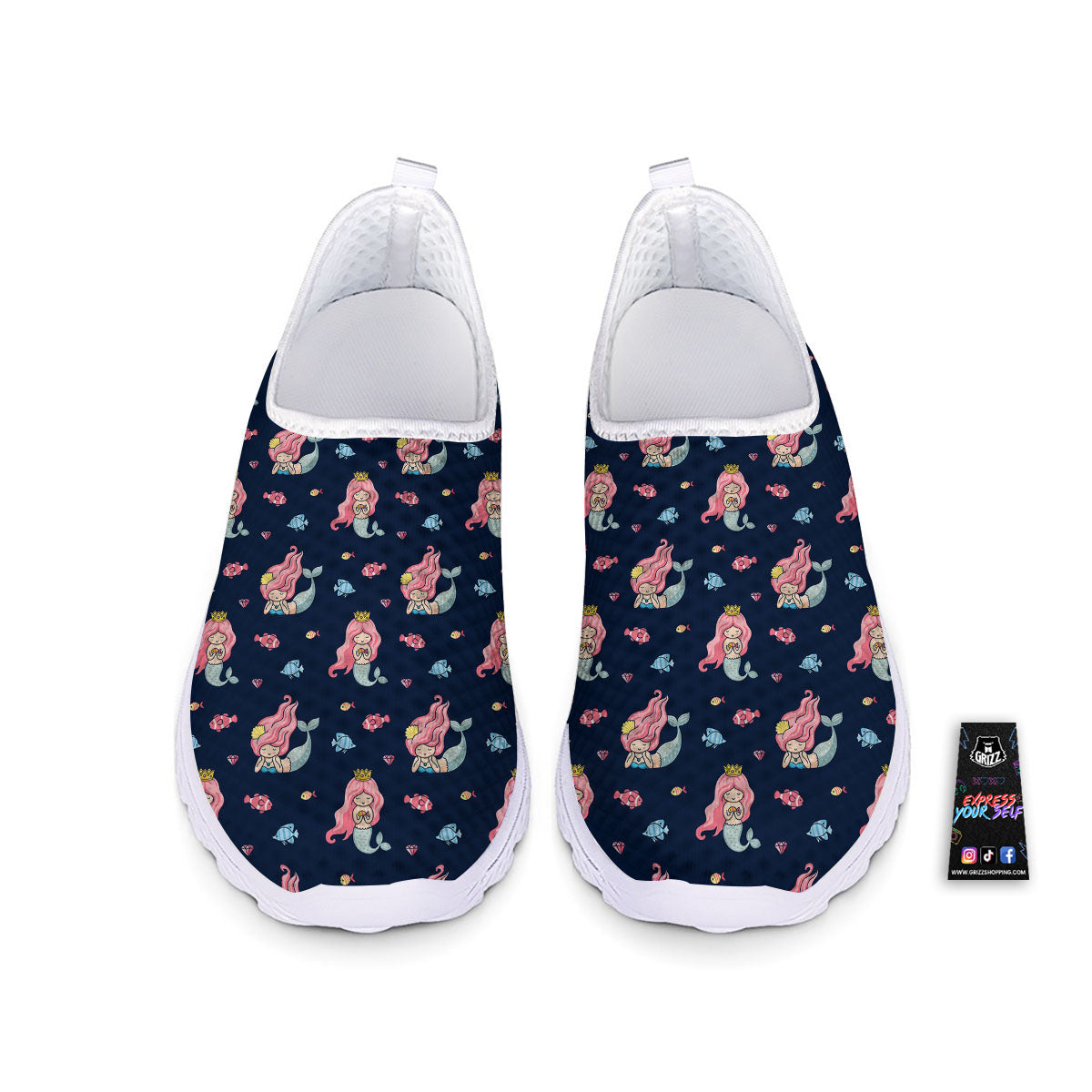 Cute Little Mermaid Print Pattern Nurse Shoes-grizzshop