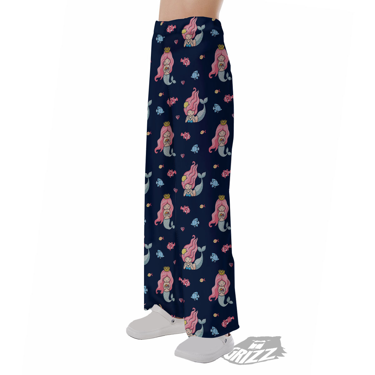 Cute Little Mermaid Print Pattern Pajama Pants-grizzshop