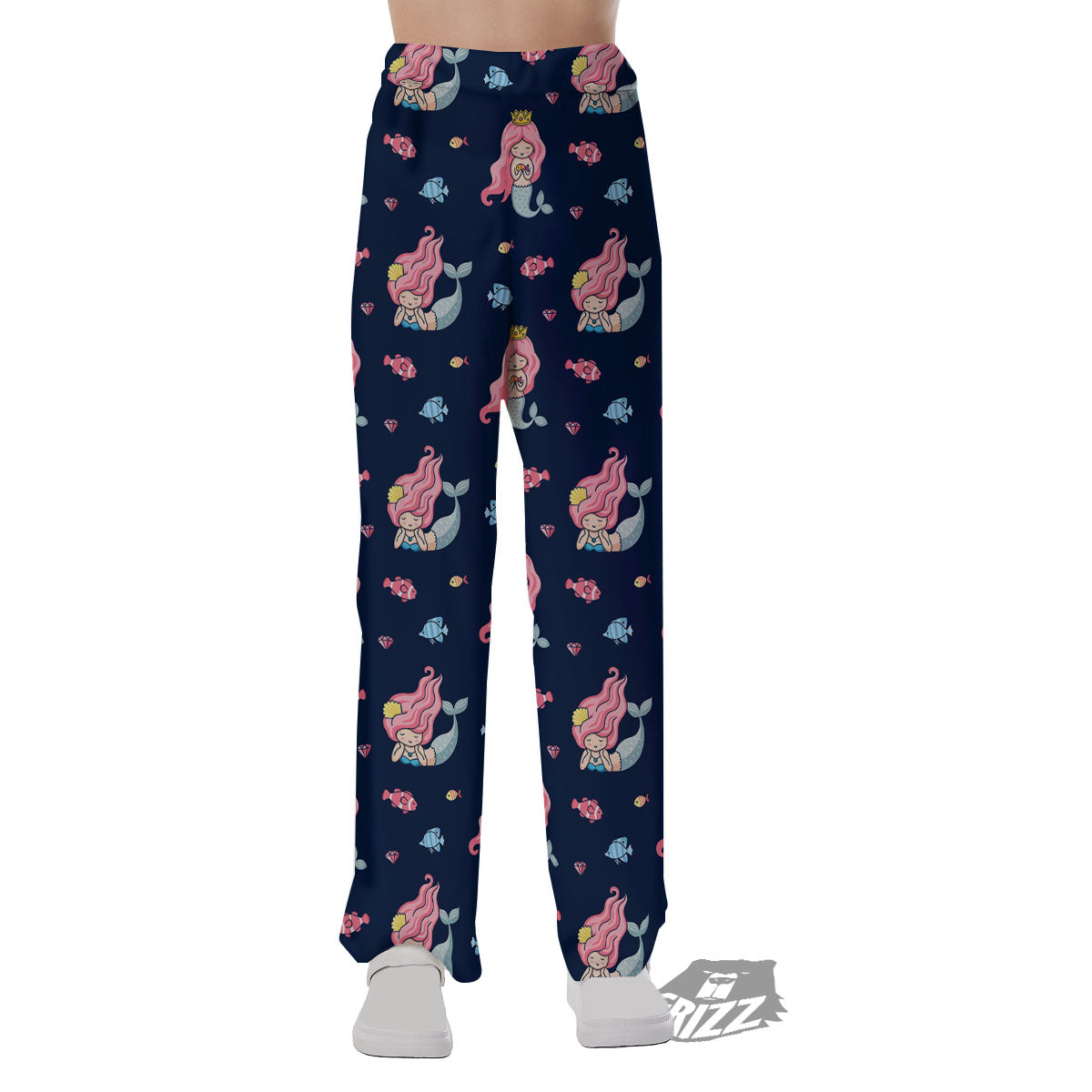 Cute Little Mermaid Print Pattern Pajama Pants-grizzshop