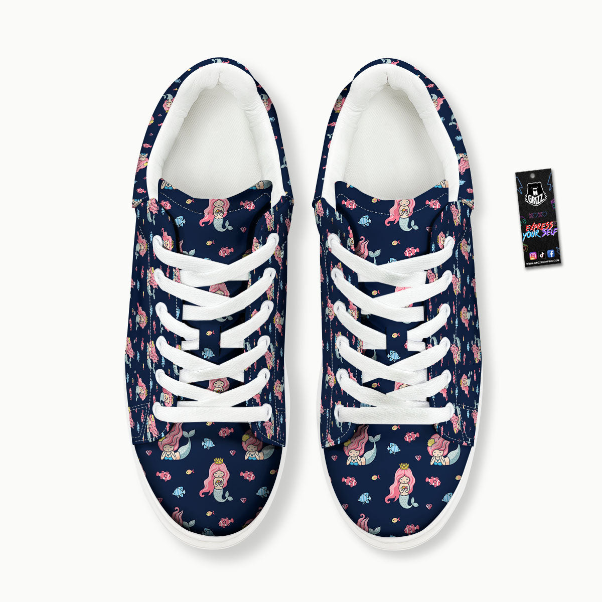 Cute Little Mermaid Print Pattern Platform Shoes-grizzshop