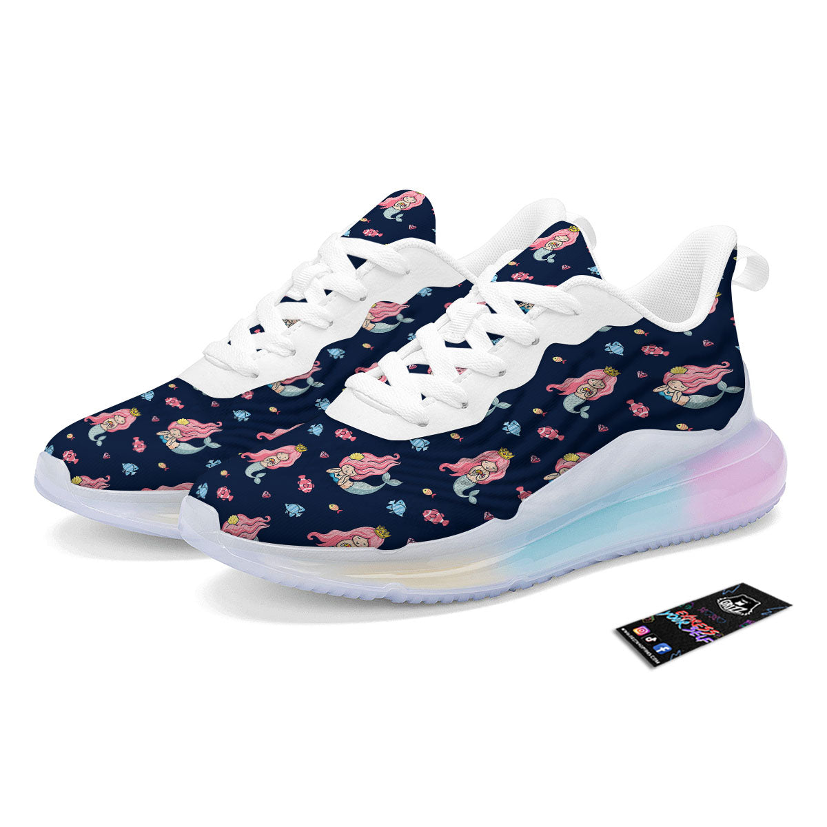 Cute Little Mermaid Print Pattern Running Sneakers-grizzshop