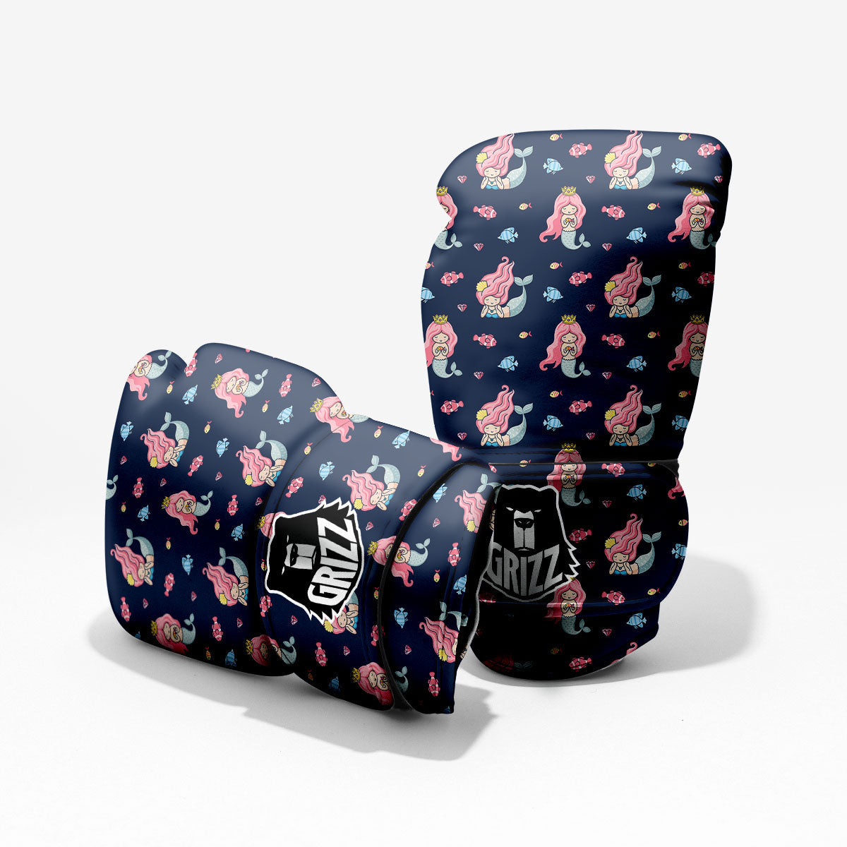 Cute Little Mermaid Print Pattern Pro Boxing Glove