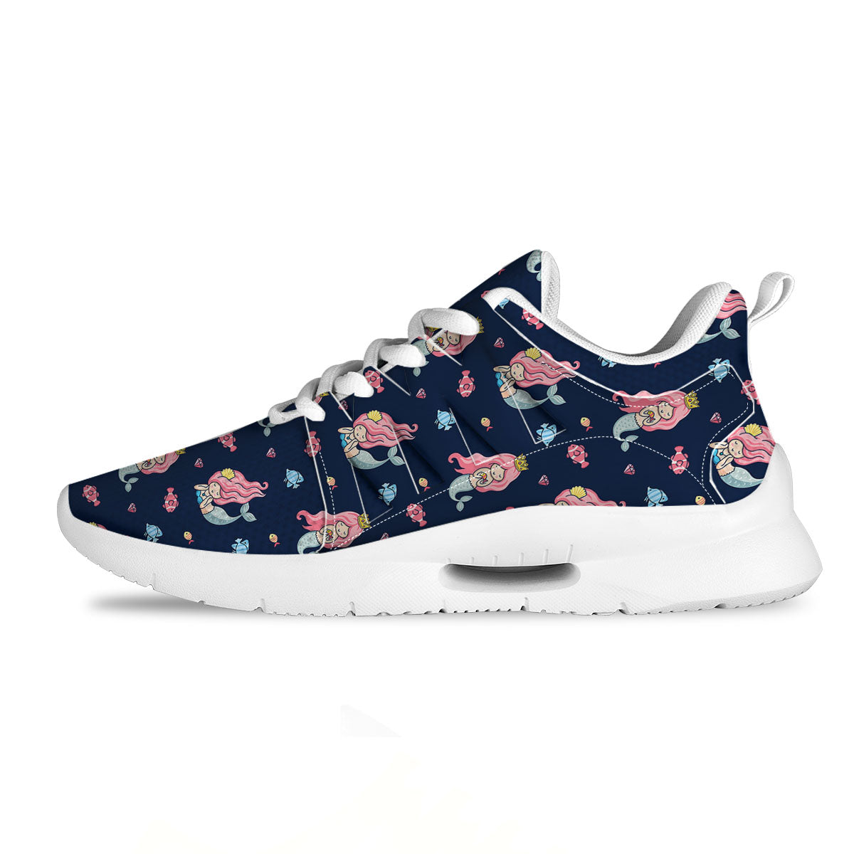 Cute Little Mermaid Print Pattern Tennis Shoes-grizzshop