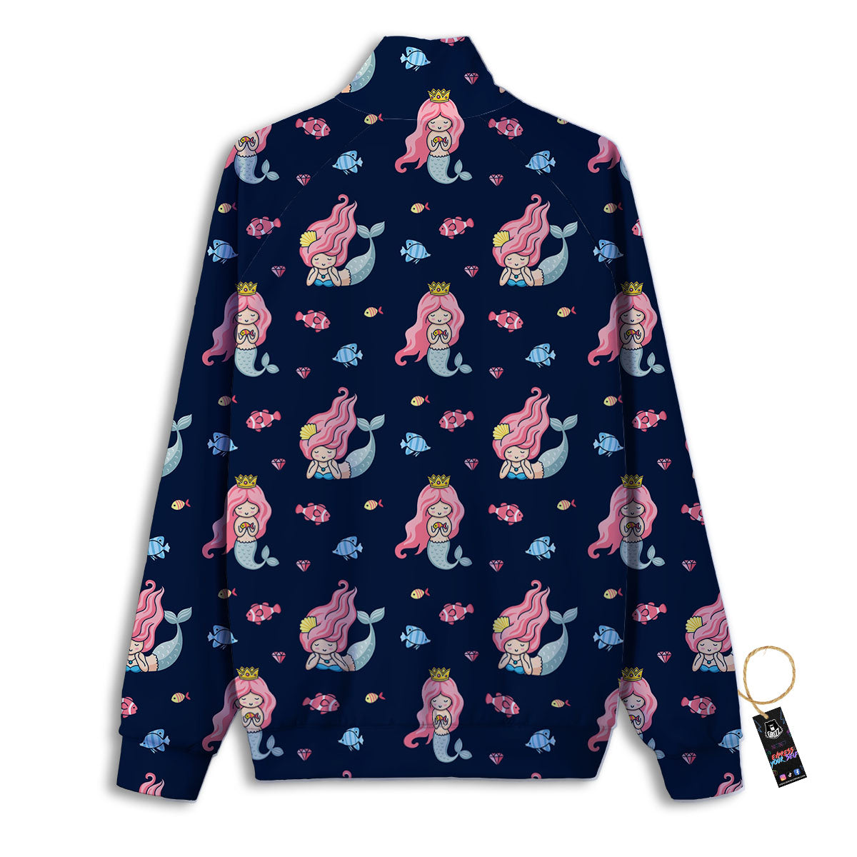 Cute Little Mermaid Print Pattern Track Jacket-grizzshop