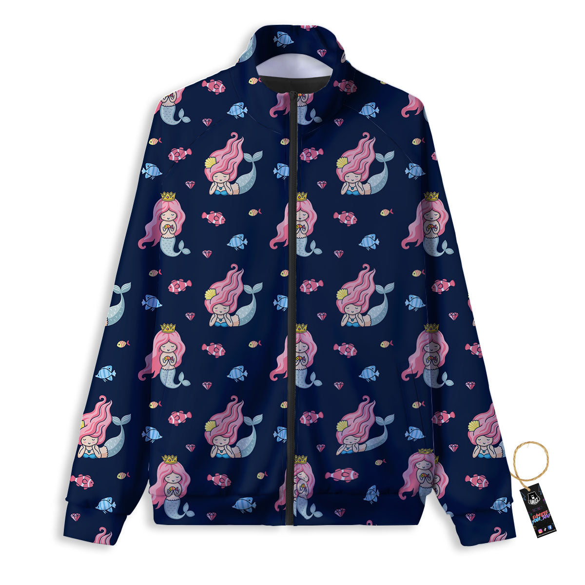 Cute Little Mermaid Print Pattern Track Jacket-grizzshop