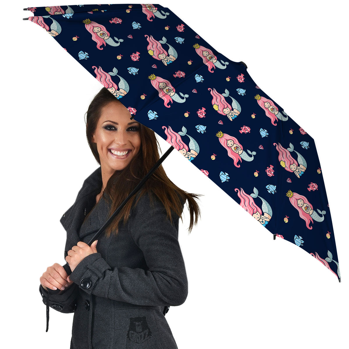 Cute Little Mermaid Print Pattern Umbrella-grizzshop