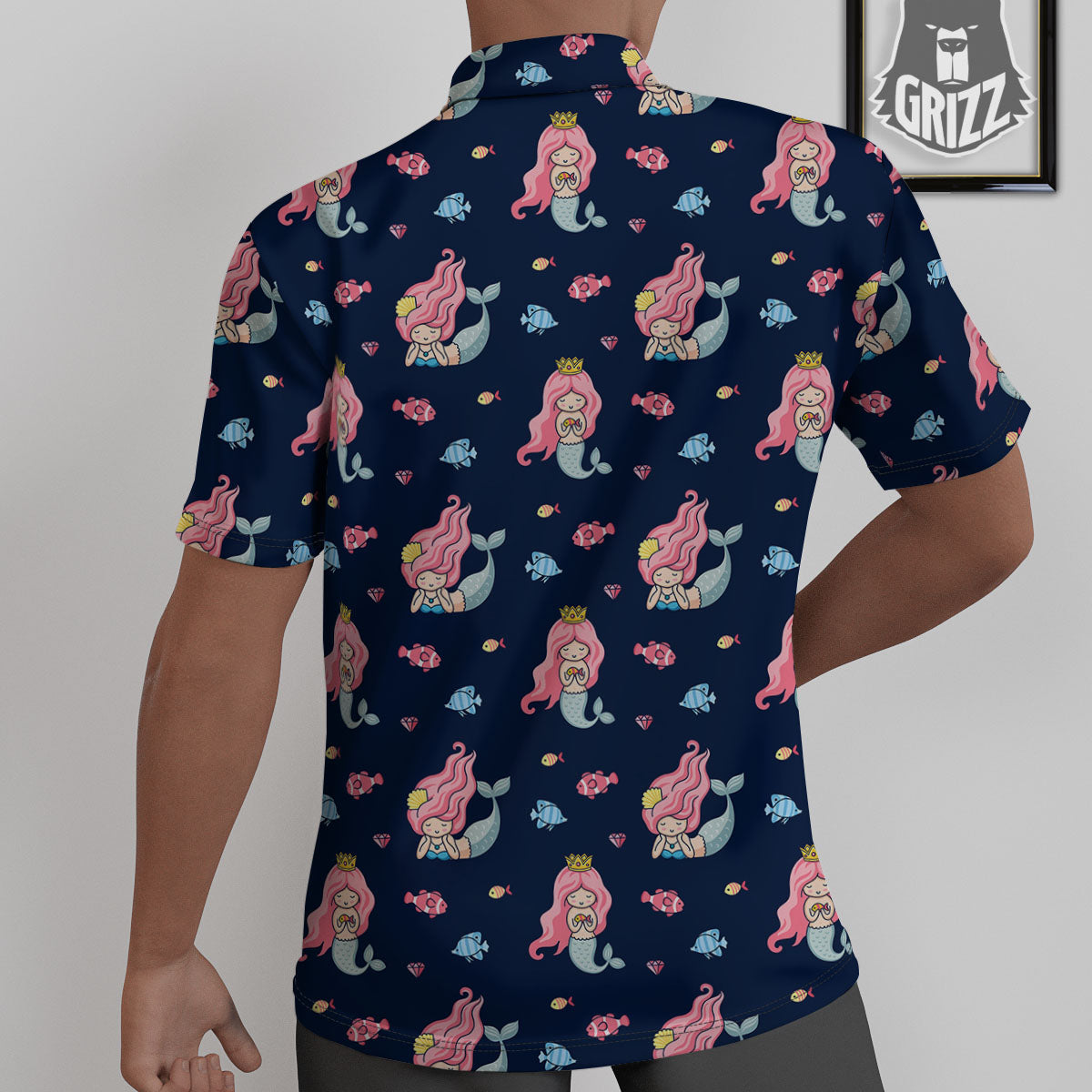 Cute Little Mermaid Print Pattern Untucked Shirts-grizzshop