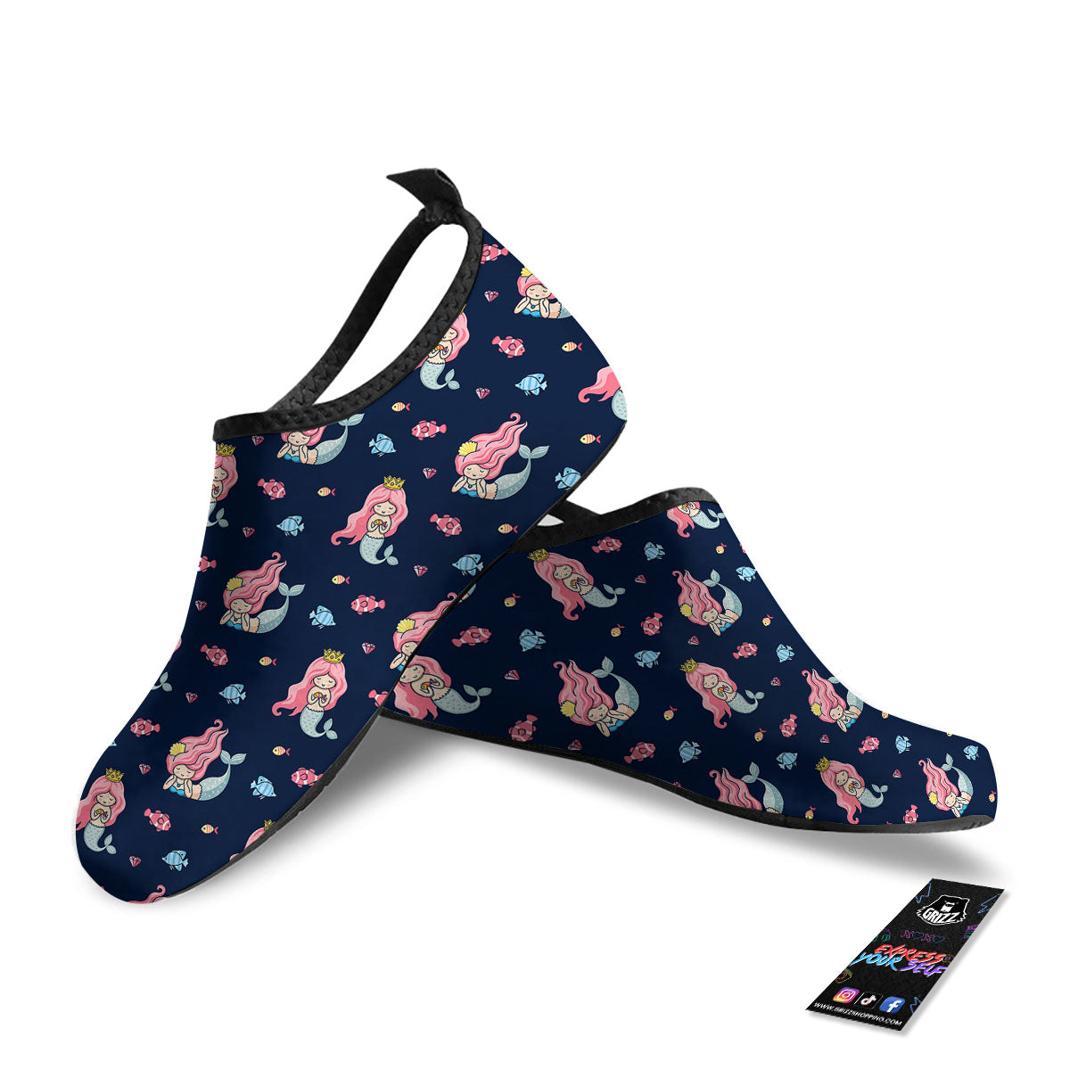 Cute Little Mermaid Print Pattern Water Shoes-grizzshop