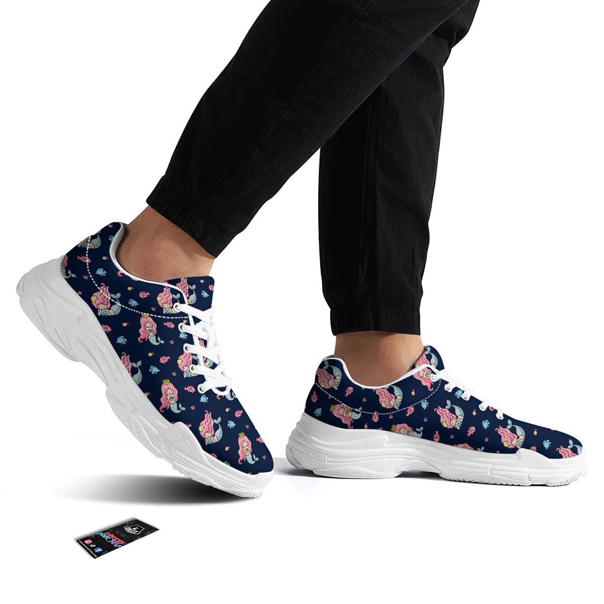 Cute Little Mermaid Print Pattern White Chunky Shoes-grizzshop