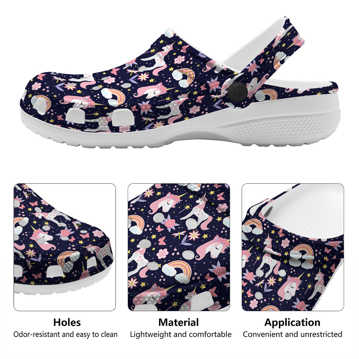 Cute Little Unicorn Print Pattern Clog-grizzshop