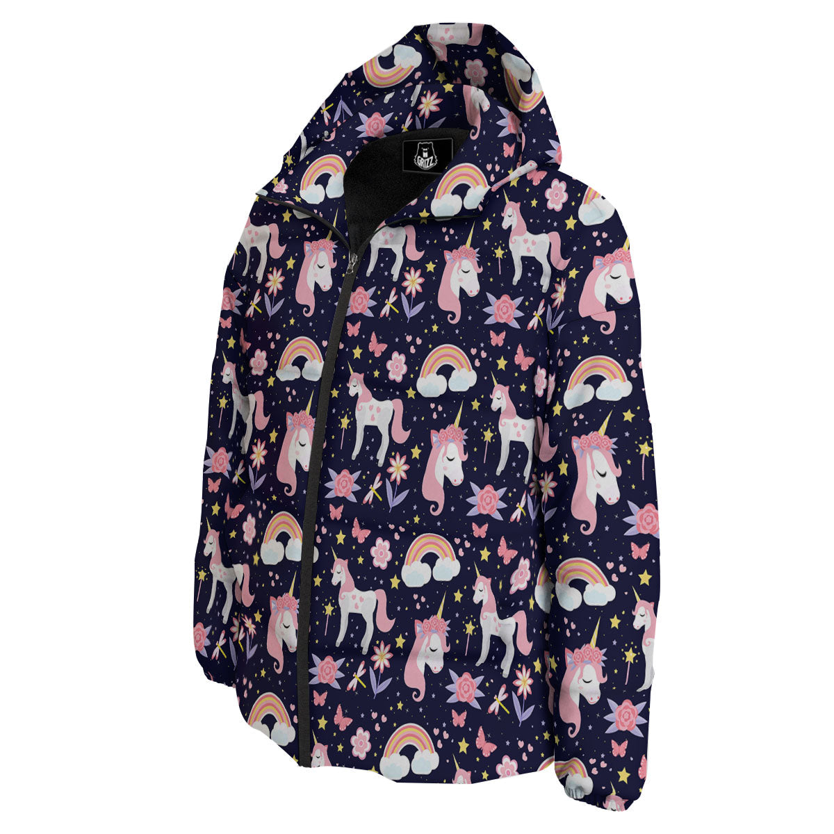 Cute Little Unicorn Print Pattern Down Jacket-grizzshop