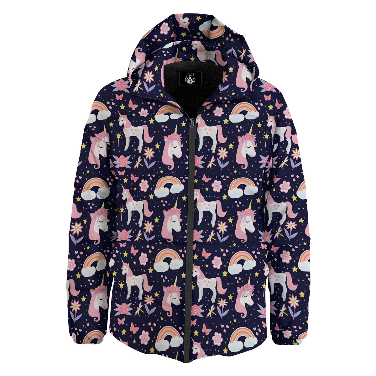 Cute Little Unicorn Print Pattern Down Jacket-grizzshop