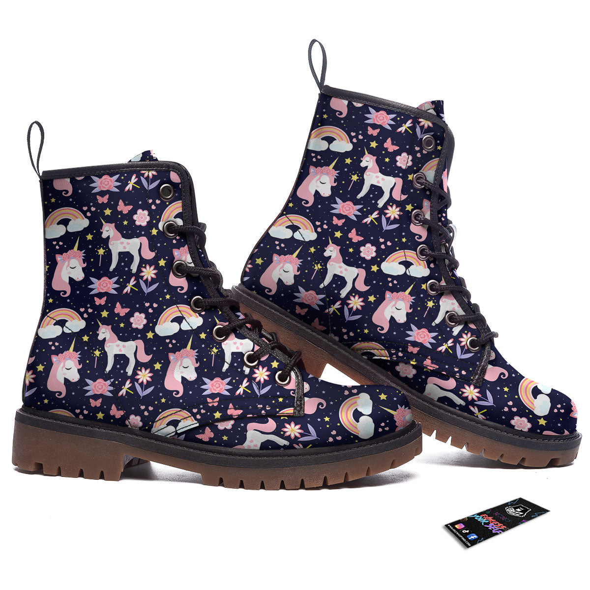 Cute Little Unicorn Print Pattern Work Boots-grizzshop