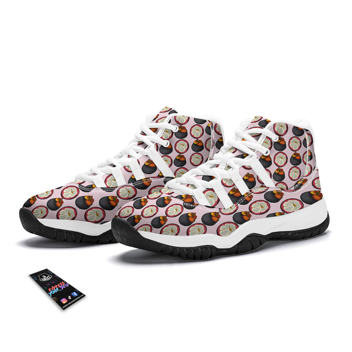 Cute Mangosteen Print Pattern White Bball Shoes-grizzshop
