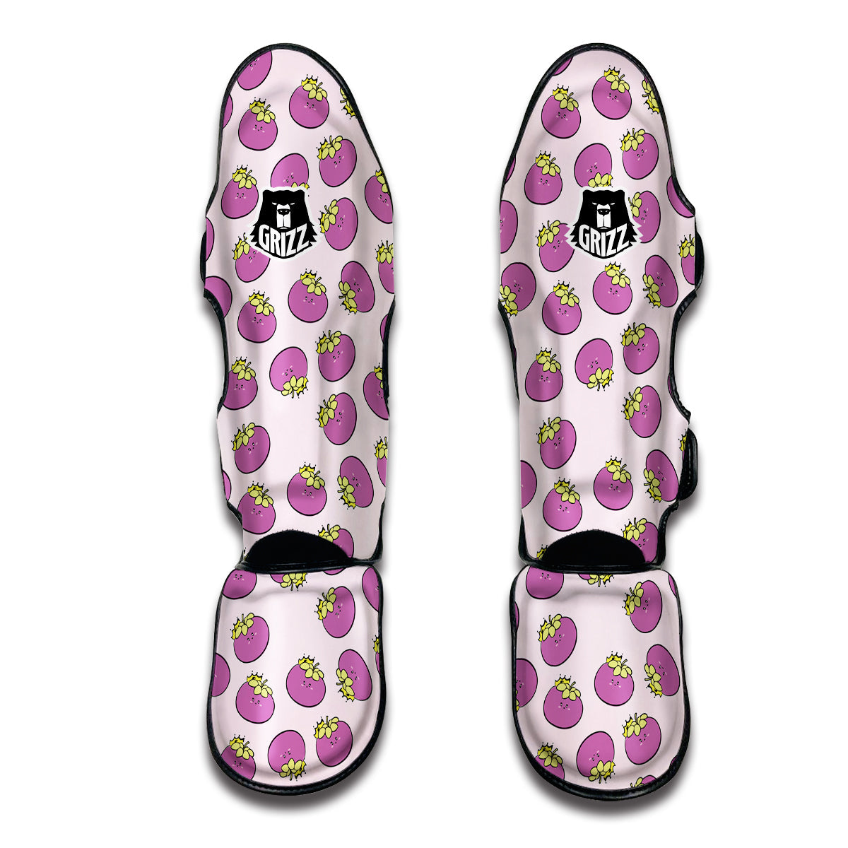 Cute Mangosteen Purple Print Pattern Muay Thai Shin Guards-grizzshop