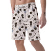 Cute Meow Astronaut Cat Print Men's Shorts-grizzshop