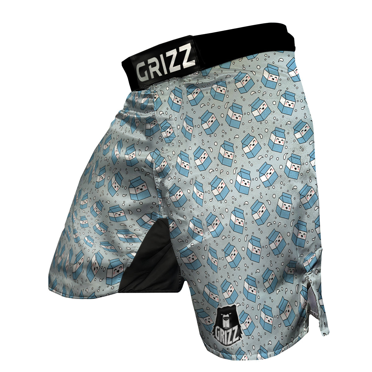 Cute Milk Blue Print Pattern MMA Shorts-grizzshop