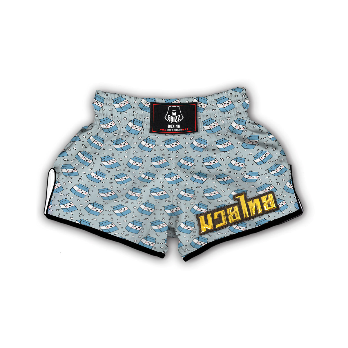 Cute Milk Blue Print Pattern Muay Thai Boxing Shorts-grizzshop