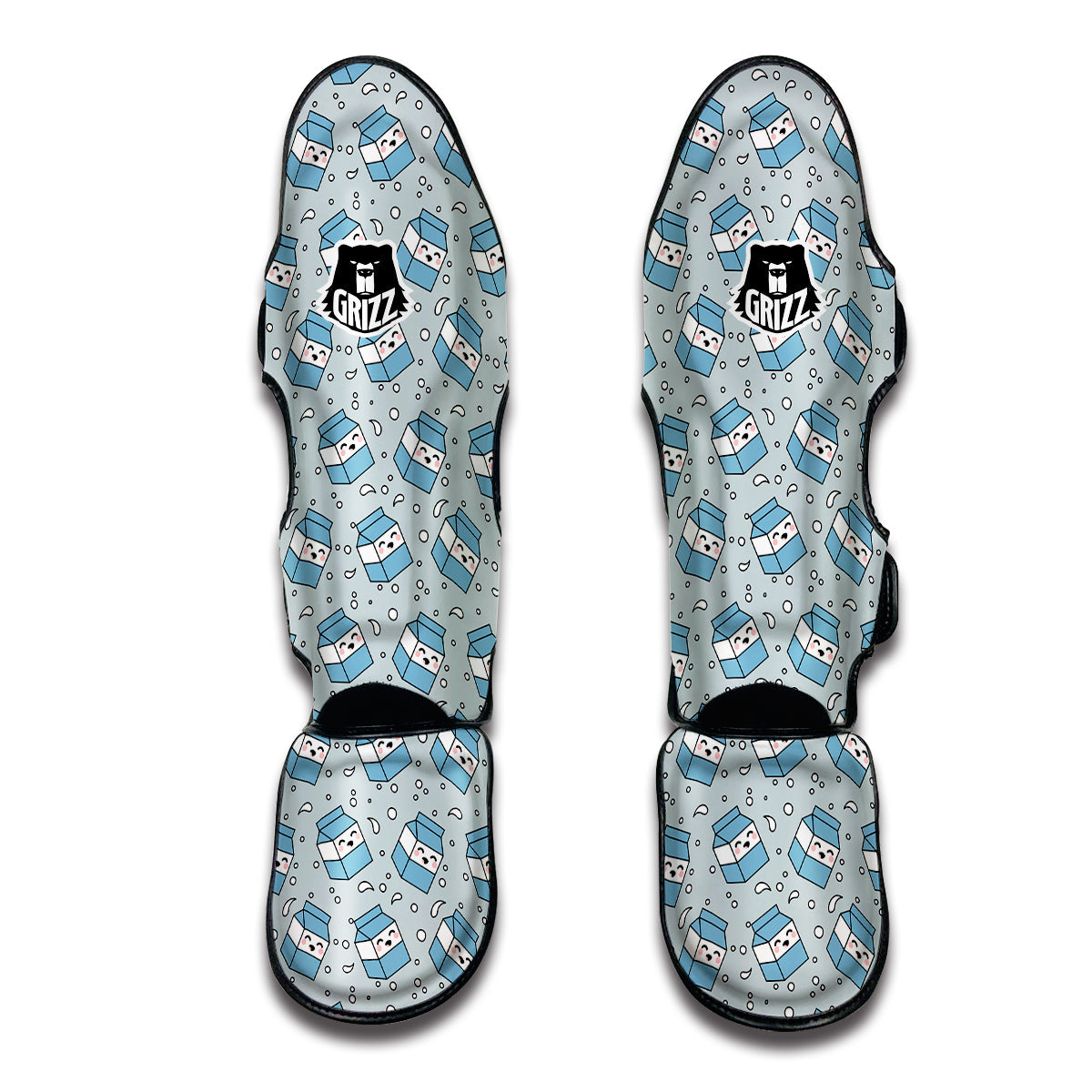 Cute Milk Blue Print Pattern Muay Thai Shin Guards-grizzshop