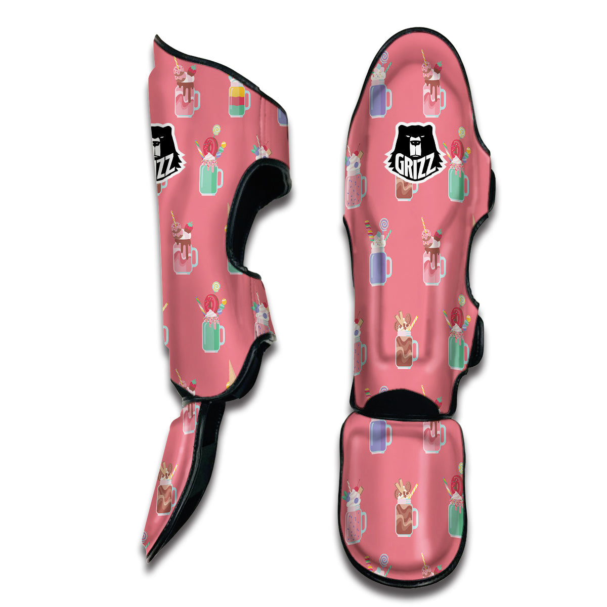 Cute Milkshake Pink Print Pattern Muay Thai Shin Guards-grizzshop