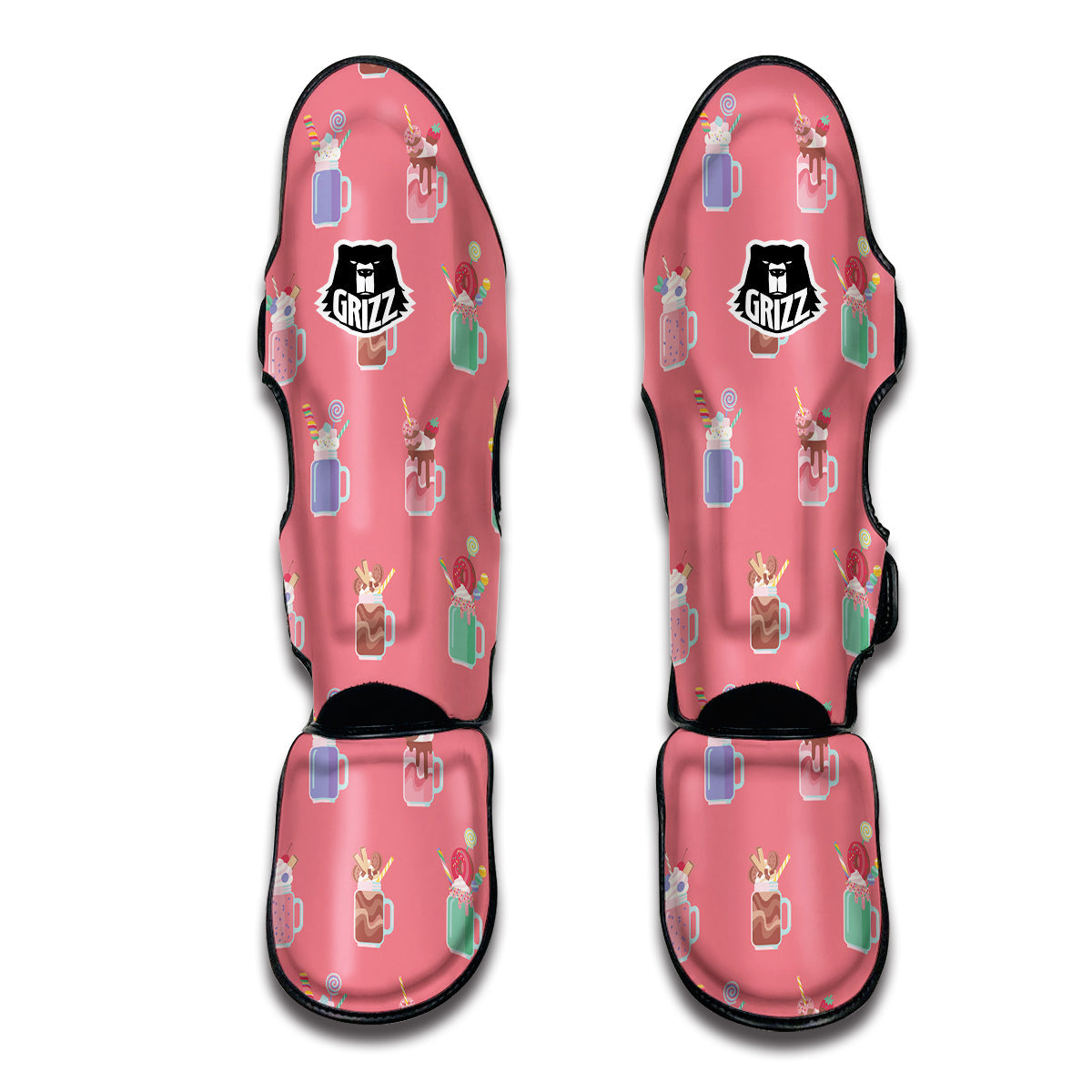 Cute Milkshake Pink Print Pattern Muay Thai Shin Guards-grizzshop