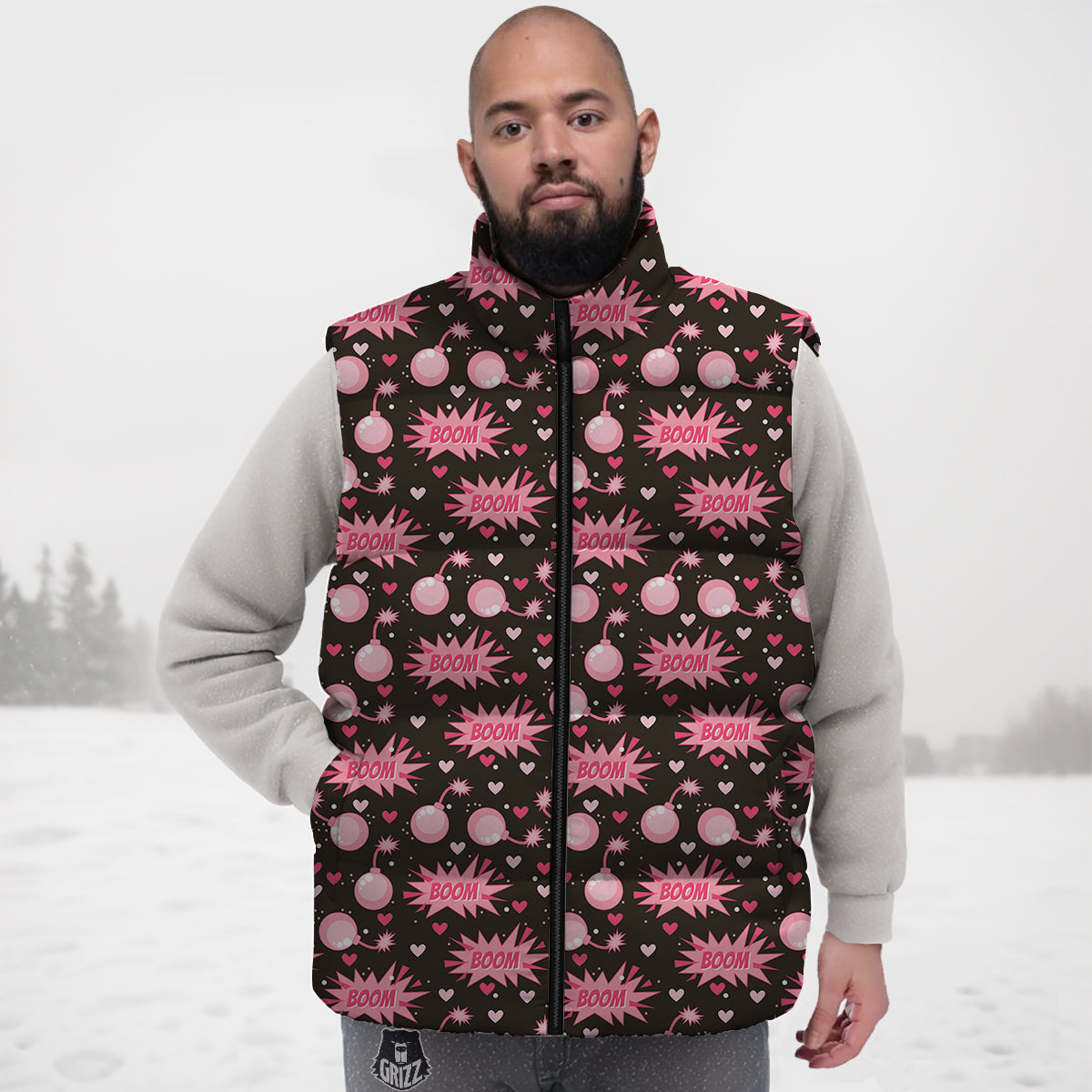 Cute Monster Print Pattern Down Vest