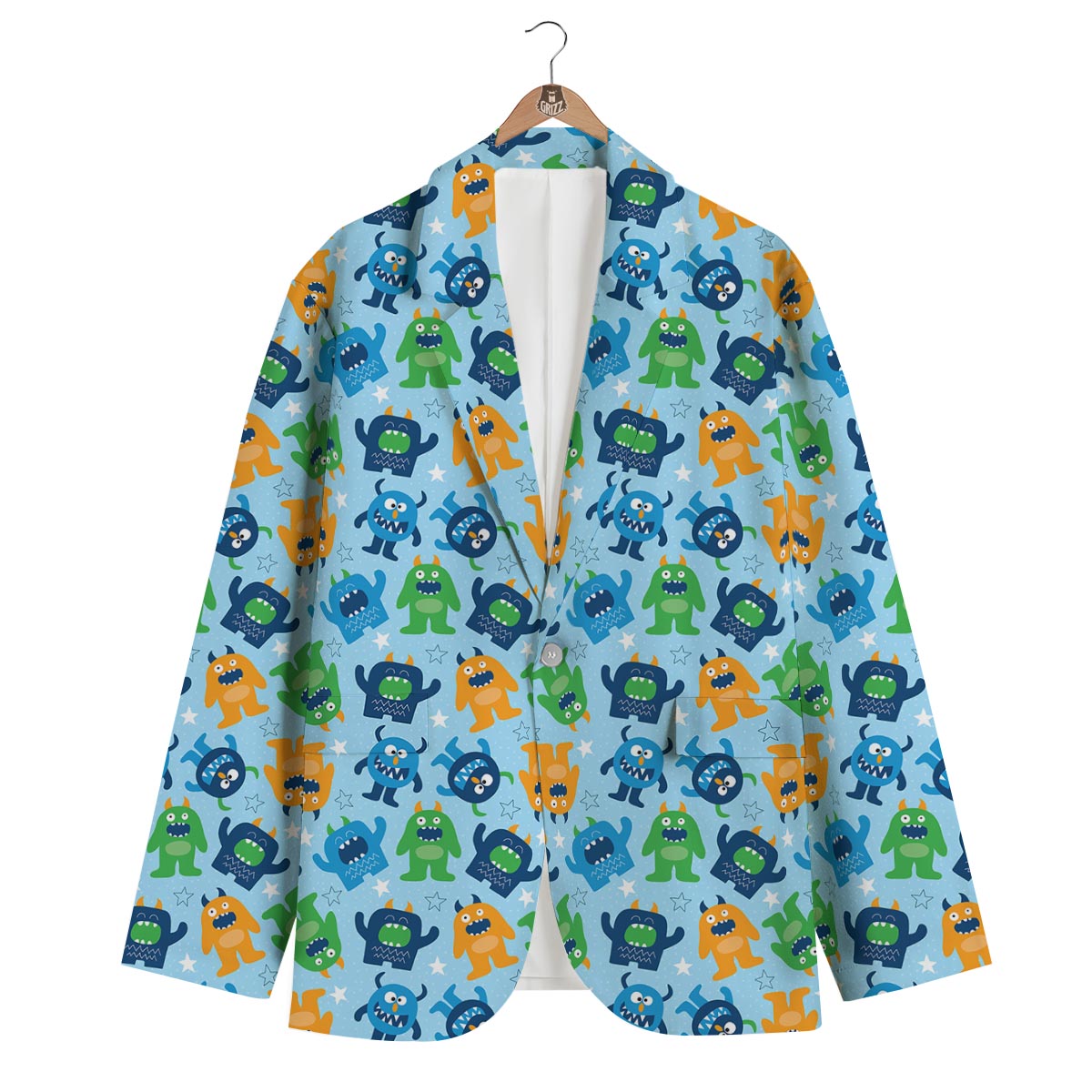 Cute Monster Print Pattern Men's Blazer-grizzshop