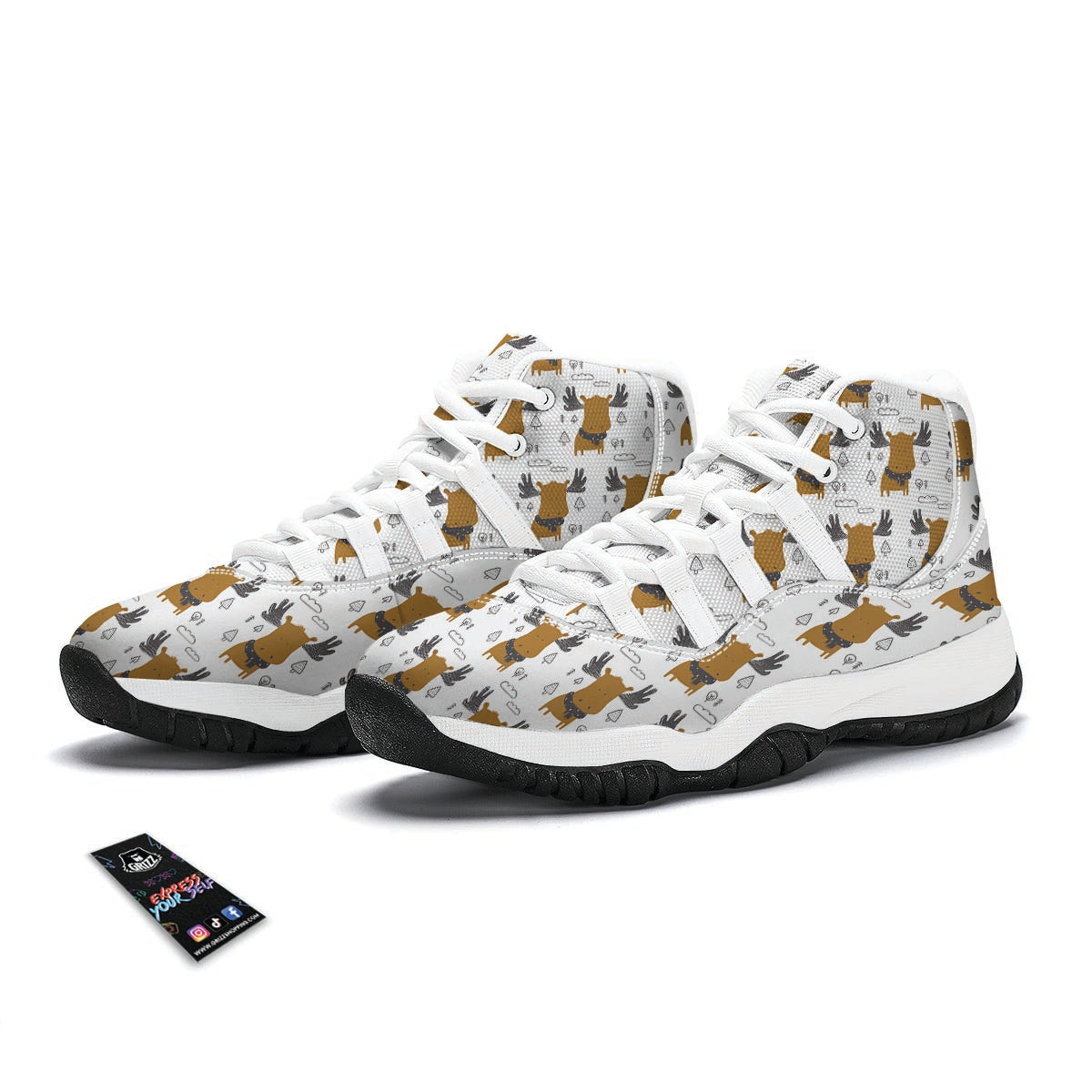 Cute Moose White Bball Shoes-grizzshop