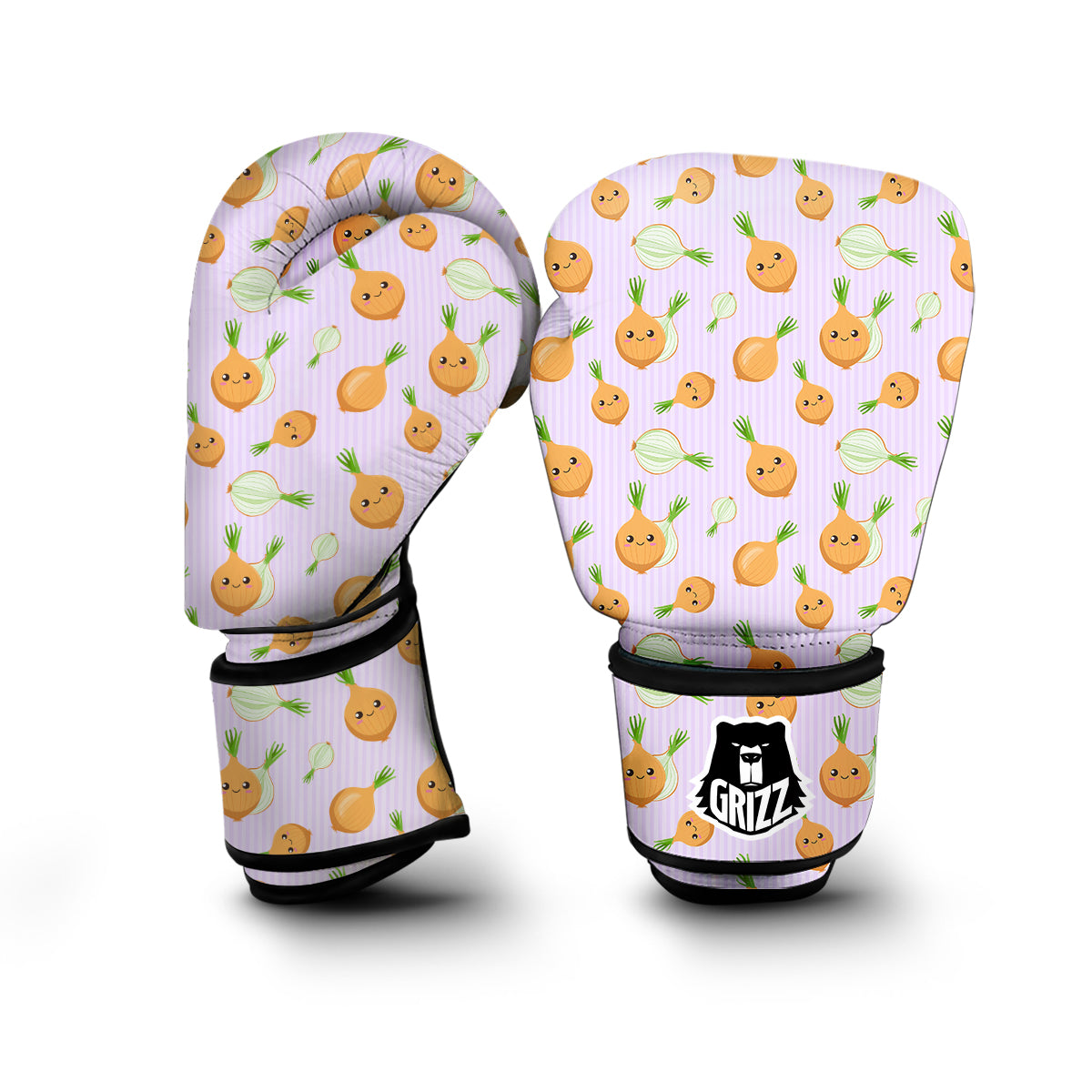 Cute Onion And Striped Purple Print Pattern Boxing Gloves-grizzshop