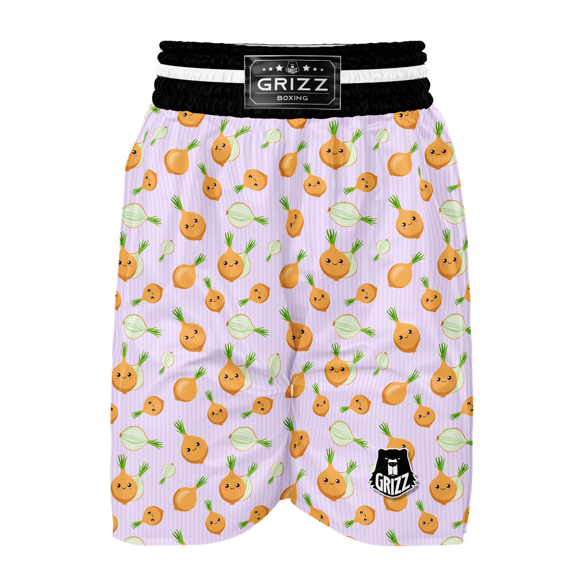 Cute Onion And Striped Purple Print Pattern Boxing Shorts-grizzshop