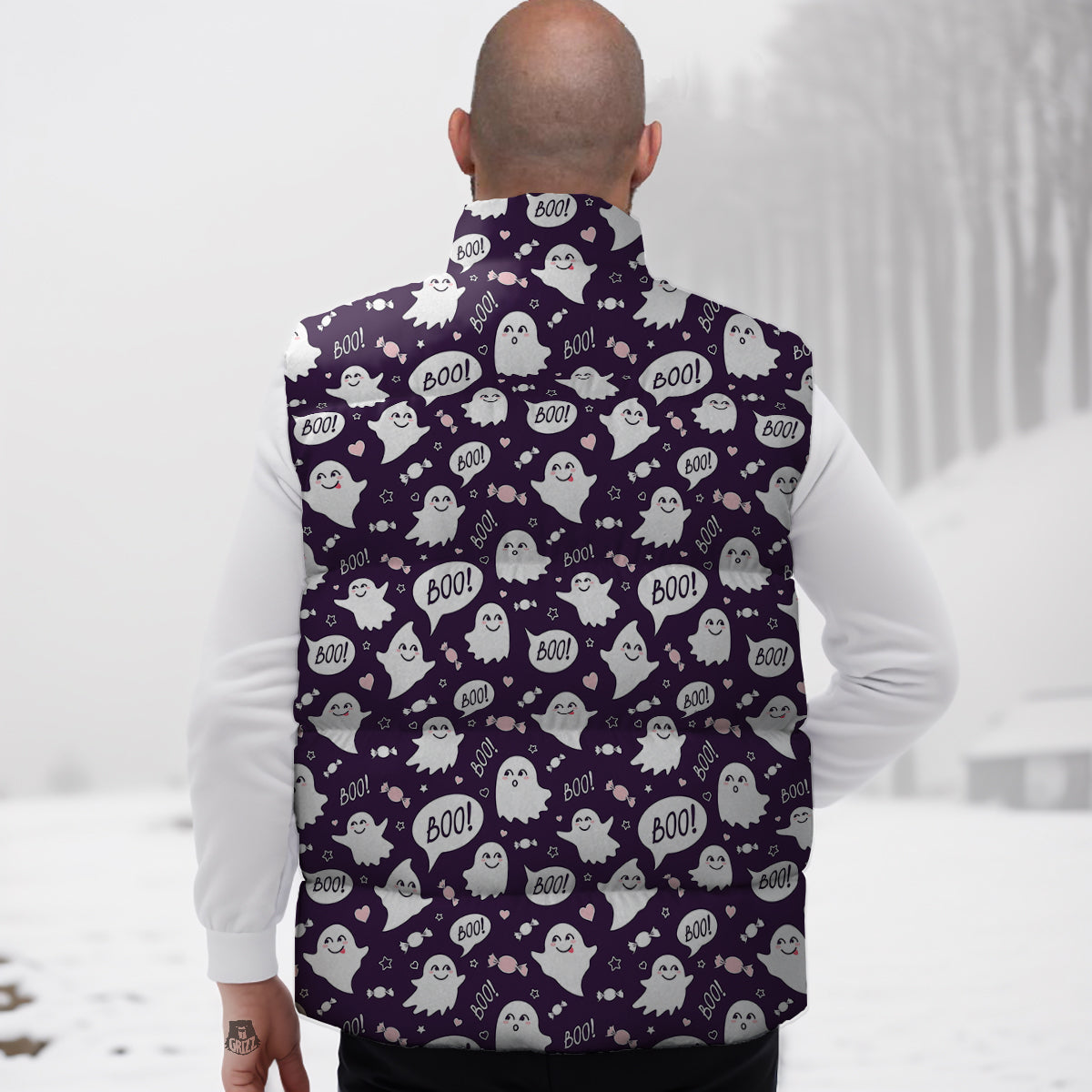Cute Otter Pattern Print Down Vest-grizzshop