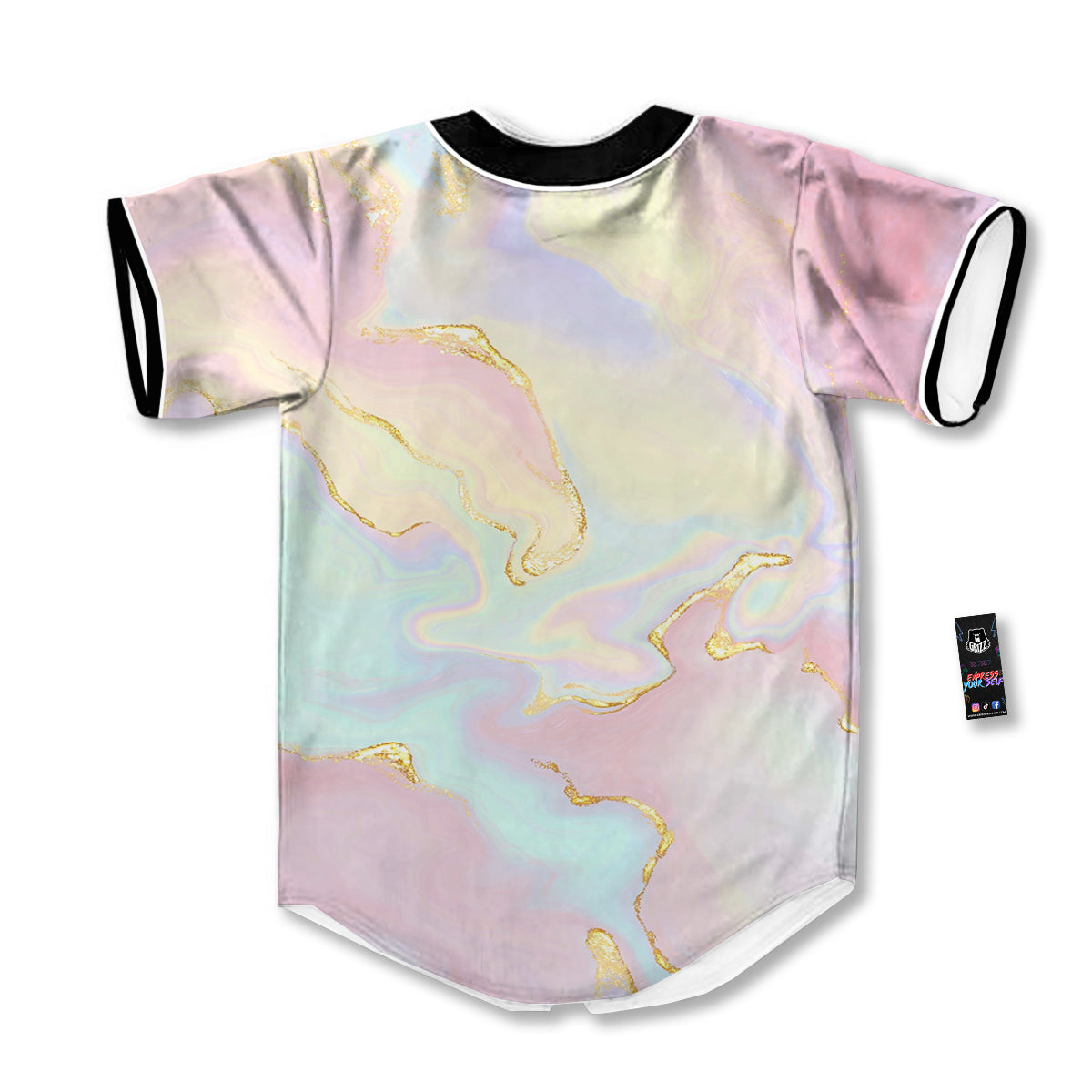 Cute Pastel Gold Marble Print Baseball Jersey-grizzshop