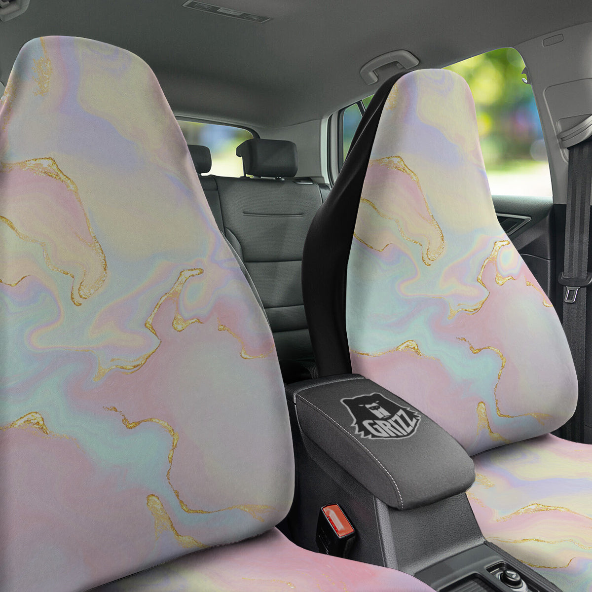 Cute Pastel Gold Marble Print Car Seat Covers-grizzshop