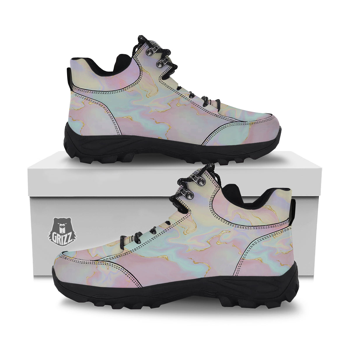Cute Pastel Gold Marble Print Hiking Shoes-grizzshop