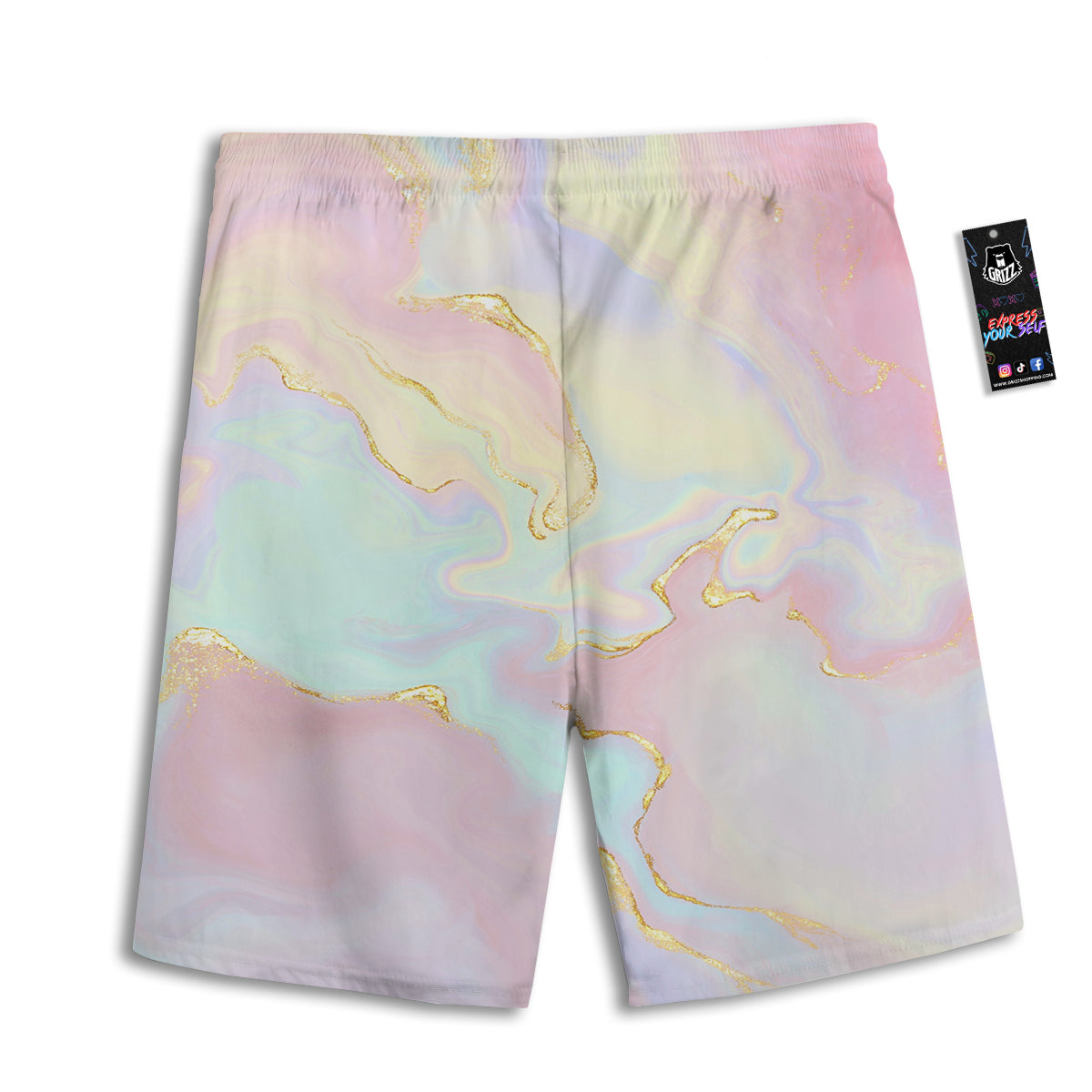 Cute Pastel Gold Marble Print Men's Athletic Shorts
