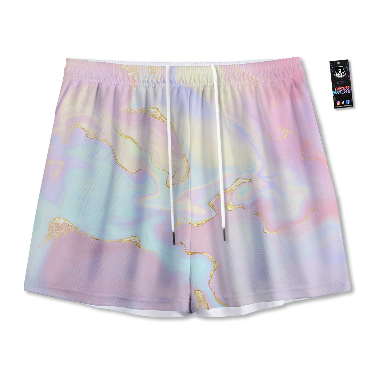 Giraffe With Glasses Print Pattern Mesh Shorts