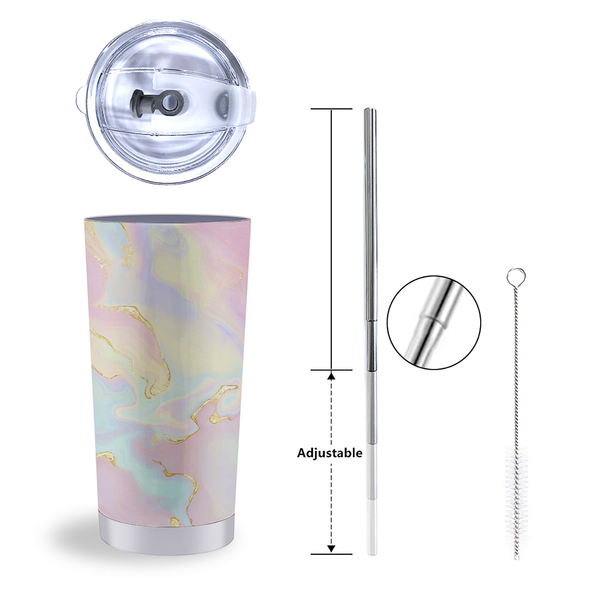 Cute Pastel Gold Marble Print Tumbler-grizzshop