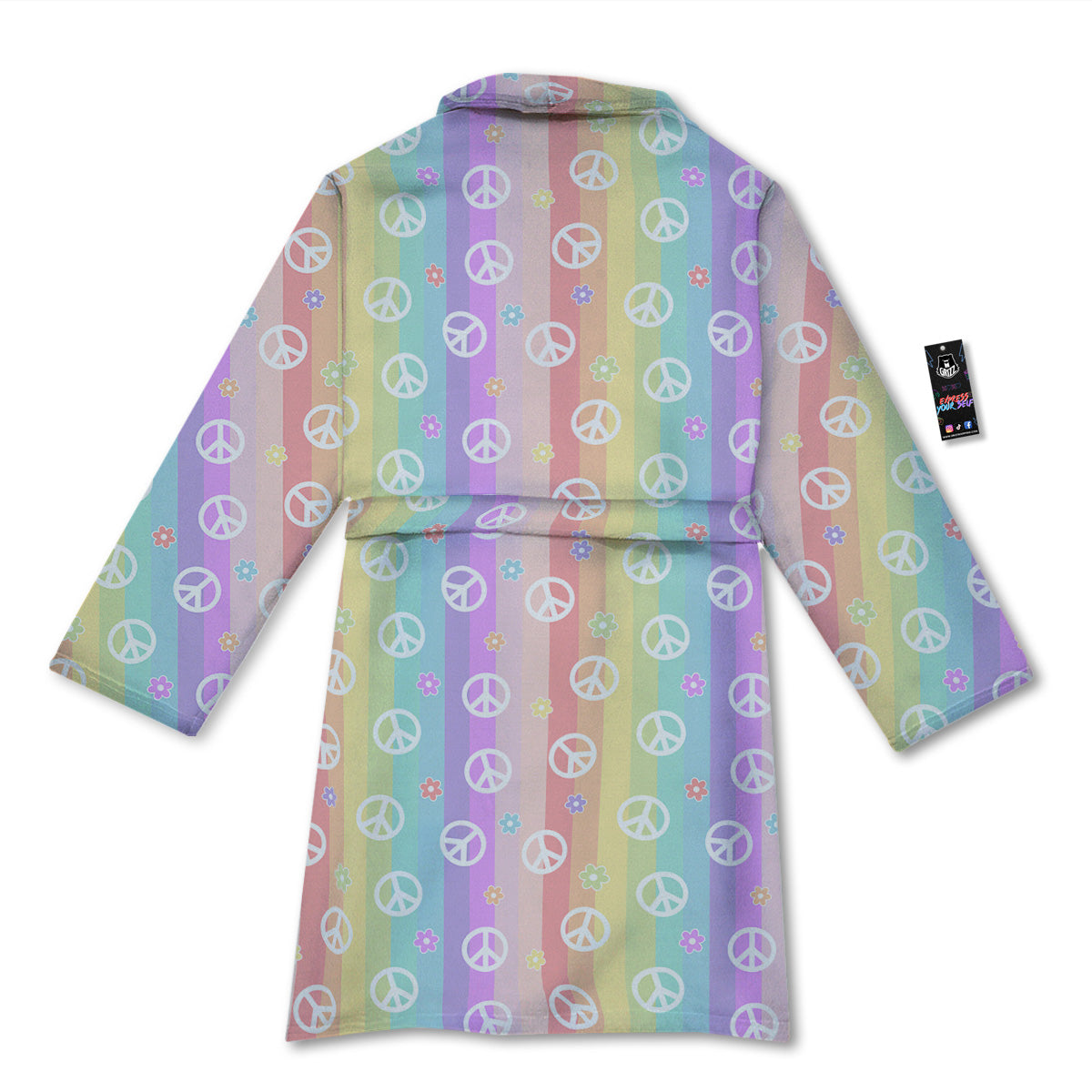 Cute Peace Symbol And Daisy Print Pattern Bathrobe-grizzshop