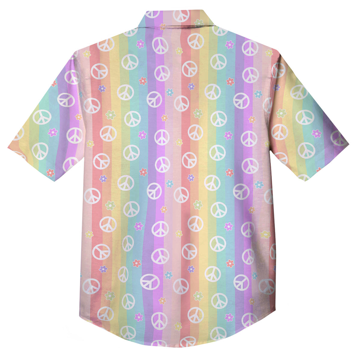 Cute Peace Symbol And Daisy Print Pattern Button Up Shirt-grizzshop