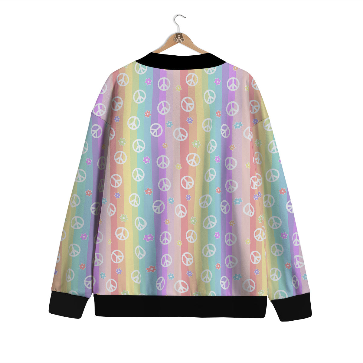 Cute Peace Symbol And Daisy Print Pattern Cardigan-grizzshop