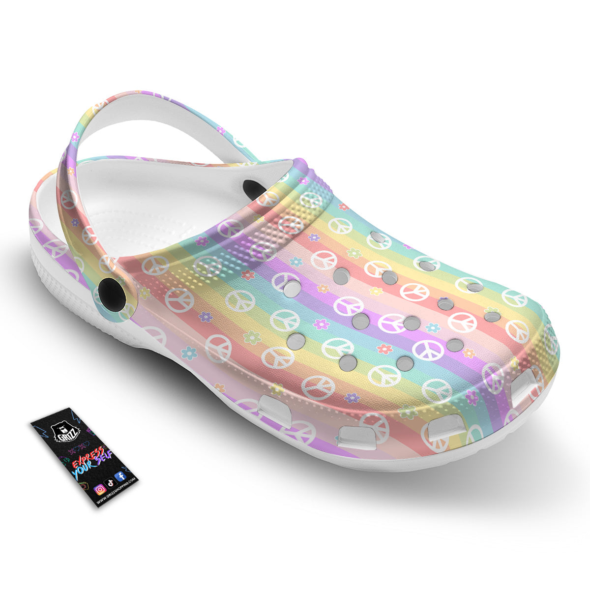 Cute Peace Symbol And Daisy Print Pattern Clog-grizzshop