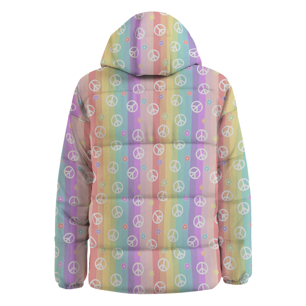 Cute Peace Symbol And Daisy Print Pattern Down Jacket-grizzshop