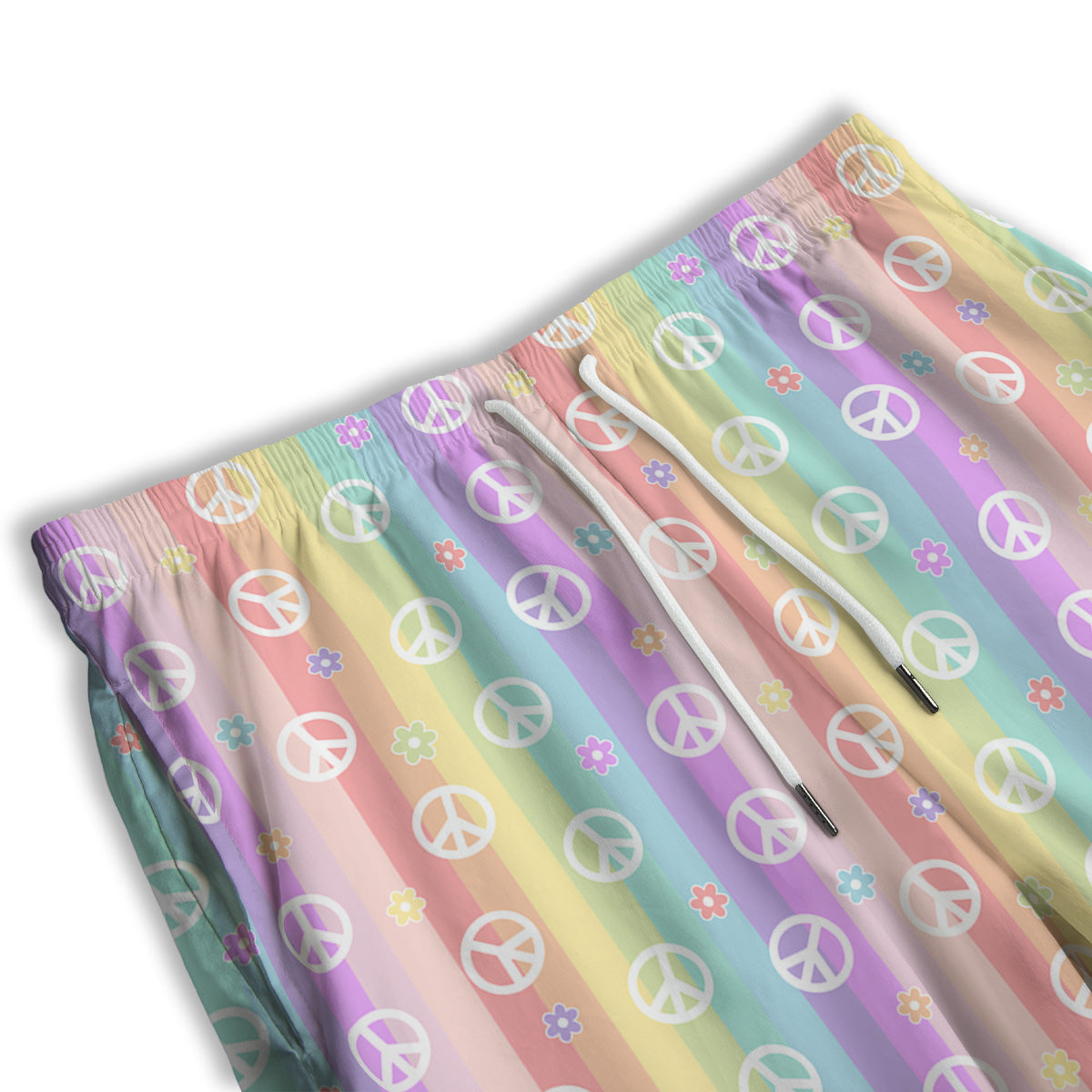 Cute Peace Symbol And Daisy Print Pattern Men's Athletic Shorts