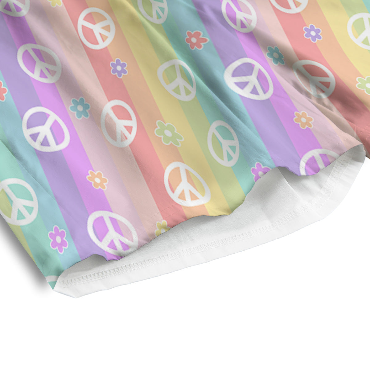 Cute Peace Symbol And Daisy Print Pattern Men's Athletic Shorts