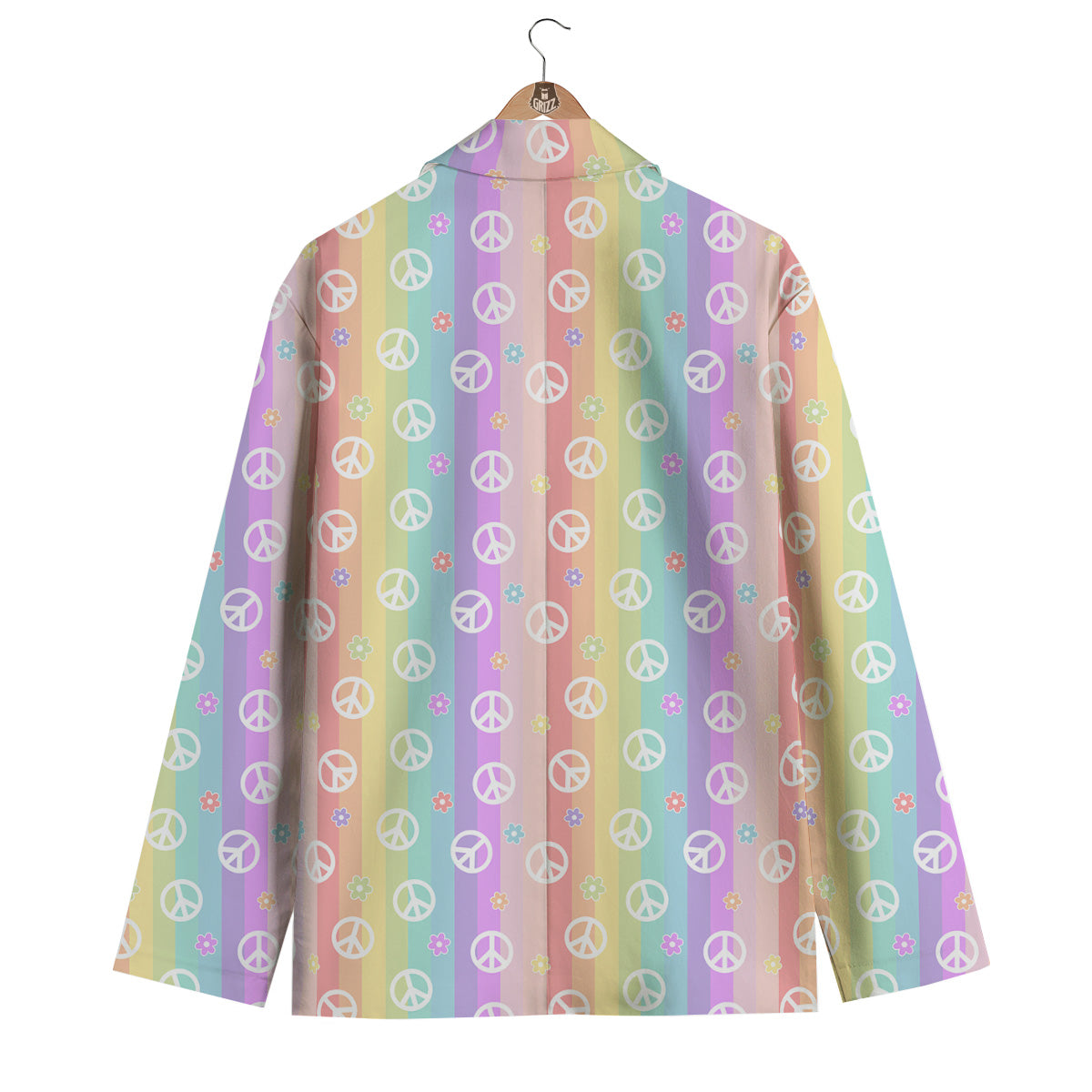 Cute Peace Symbol And Daisy Print Pattern Men's Blazer-grizzshop