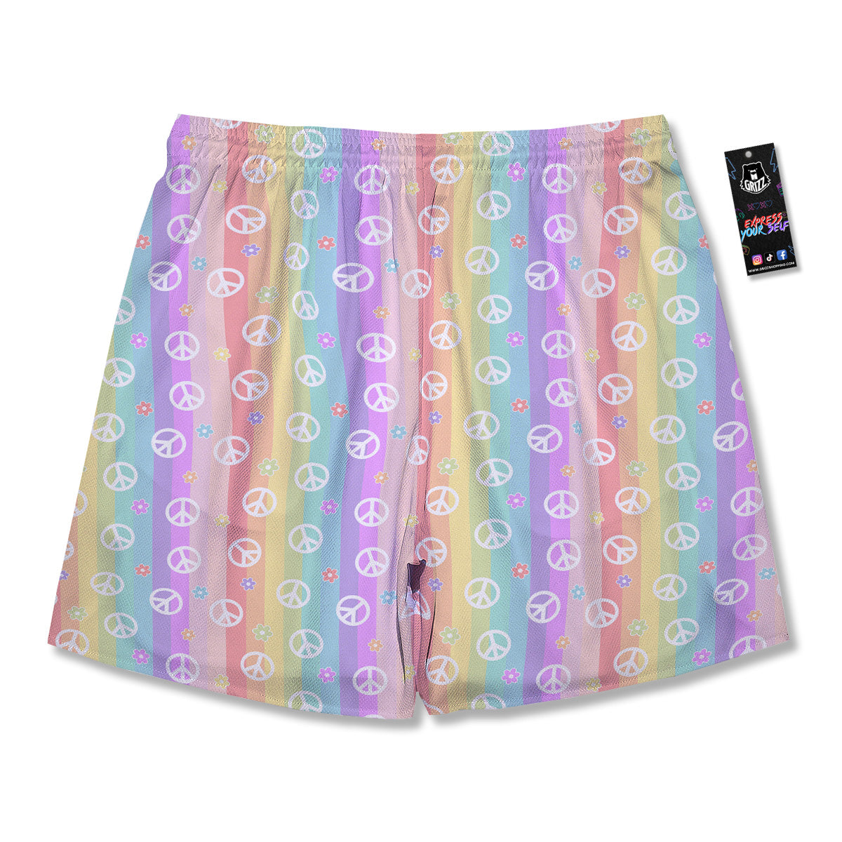 Cute Peace Symbol And Daisy Print Pattern Men's Running Shorts-grizzshop