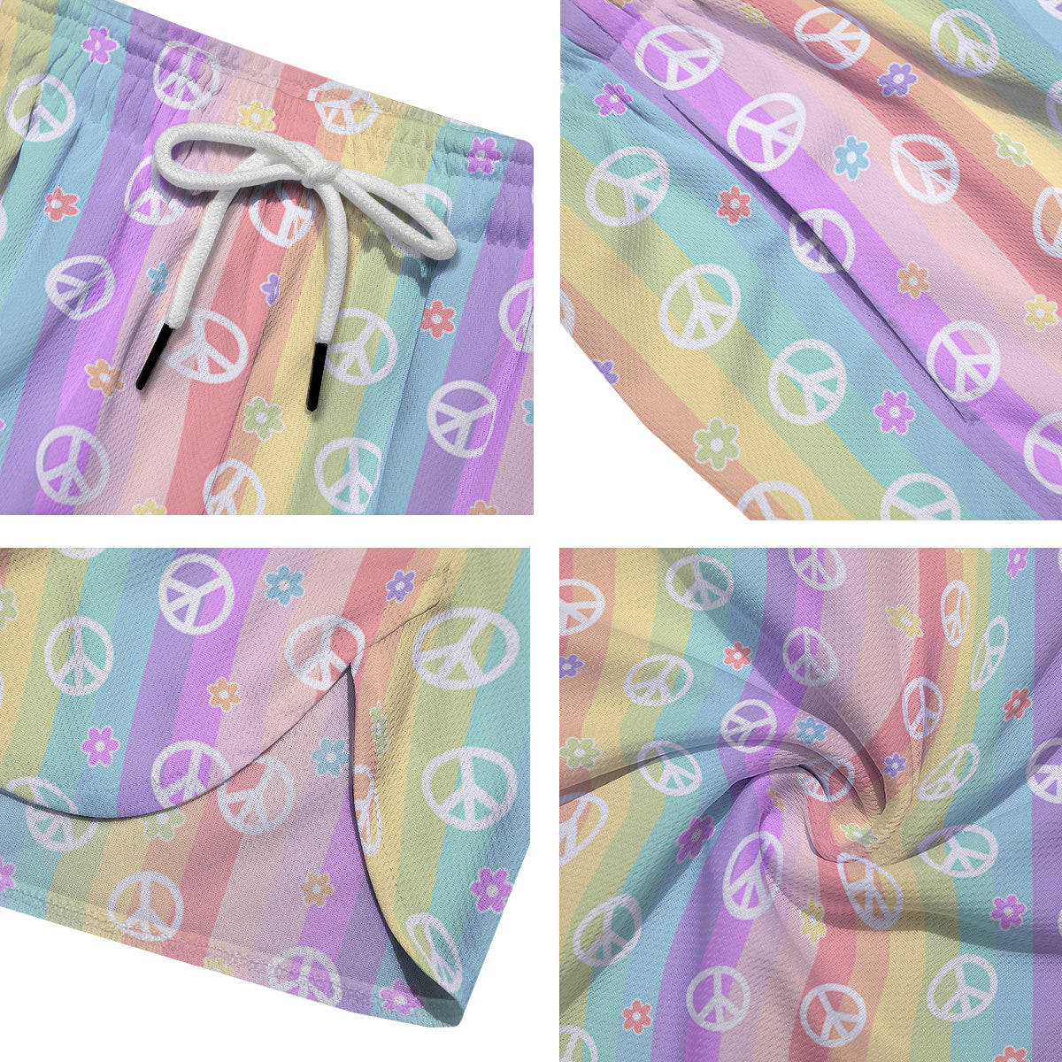Cute Peace Symbol And Daisy Print Pattern Men's Running Shorts-grizzshop