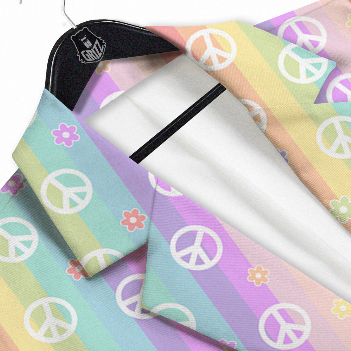 Cute Peace Symbol And Daisy Print Pattern Men's Sport Coat-grizzshop